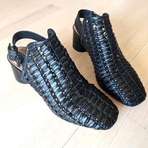 Donald Pliner Black Woven Leather Sling Back Womens Size 7.5